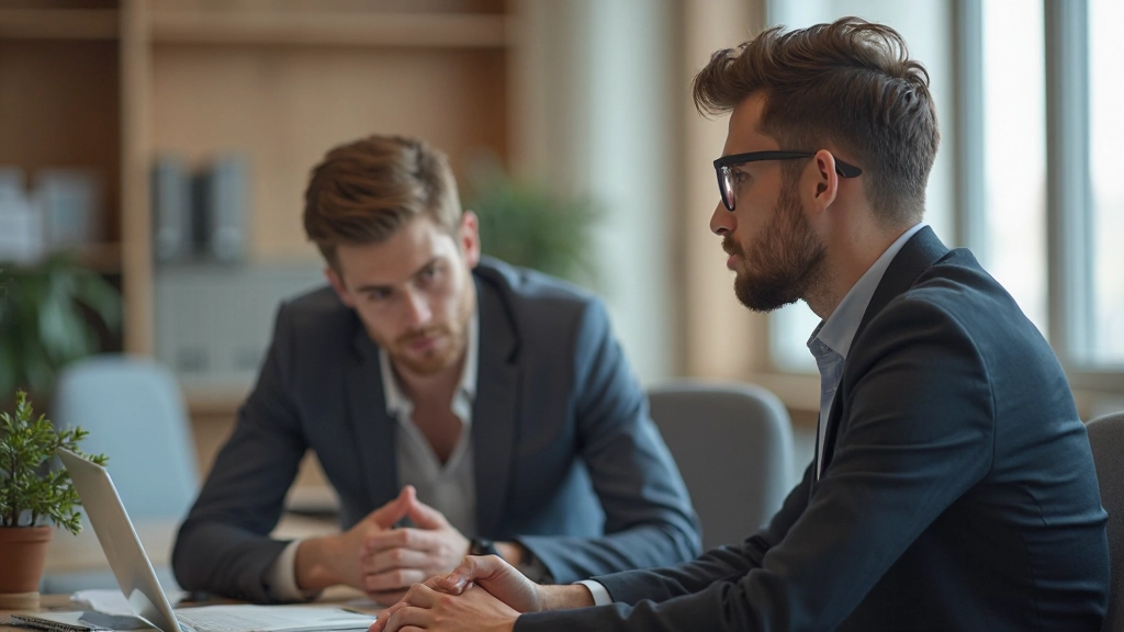 Специалист по обслуживанию клиентов консультирует клиента, используя персональные данные в современном офисе