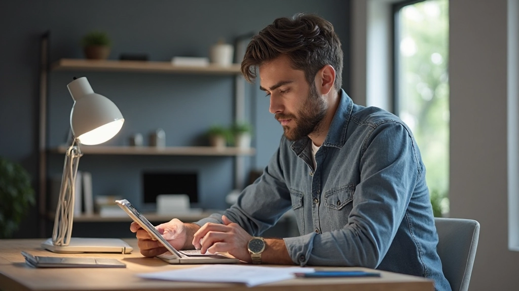Дизайнер интерфейсов разрабатывает мобильное приложение на планшете в современной студии дизайна