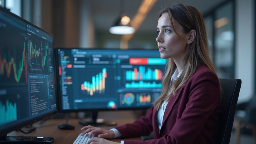 Аналитик анализирует графики поведения пользователей на панели управления